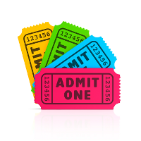 [four coloured admission tickets]